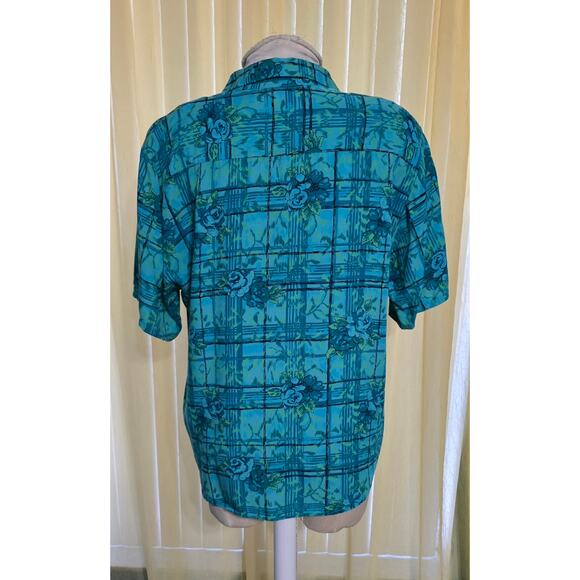 vintage Pendleton Sophisticates blue floral rayon button up shirt Size 12 collar - Picture 2 of 5